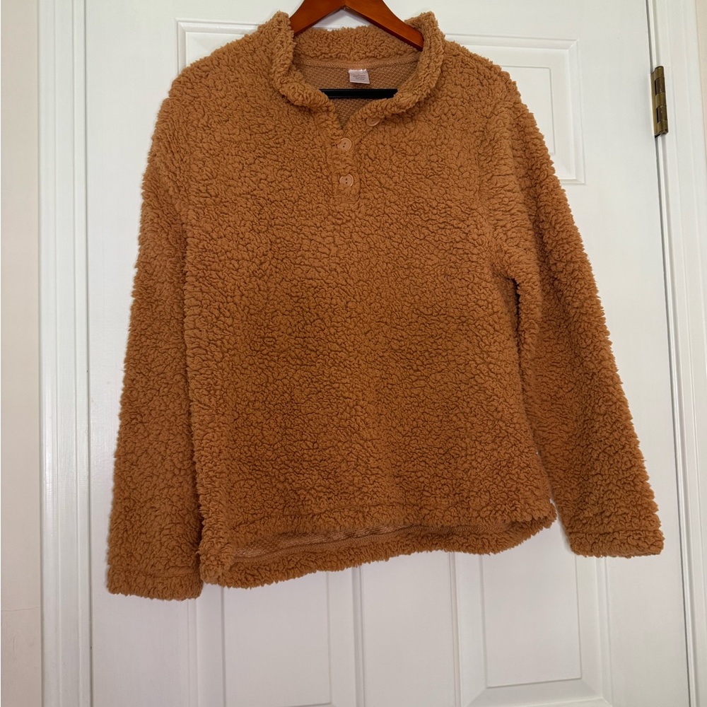 Warm Brown Sherpa Turtleneck Sweater